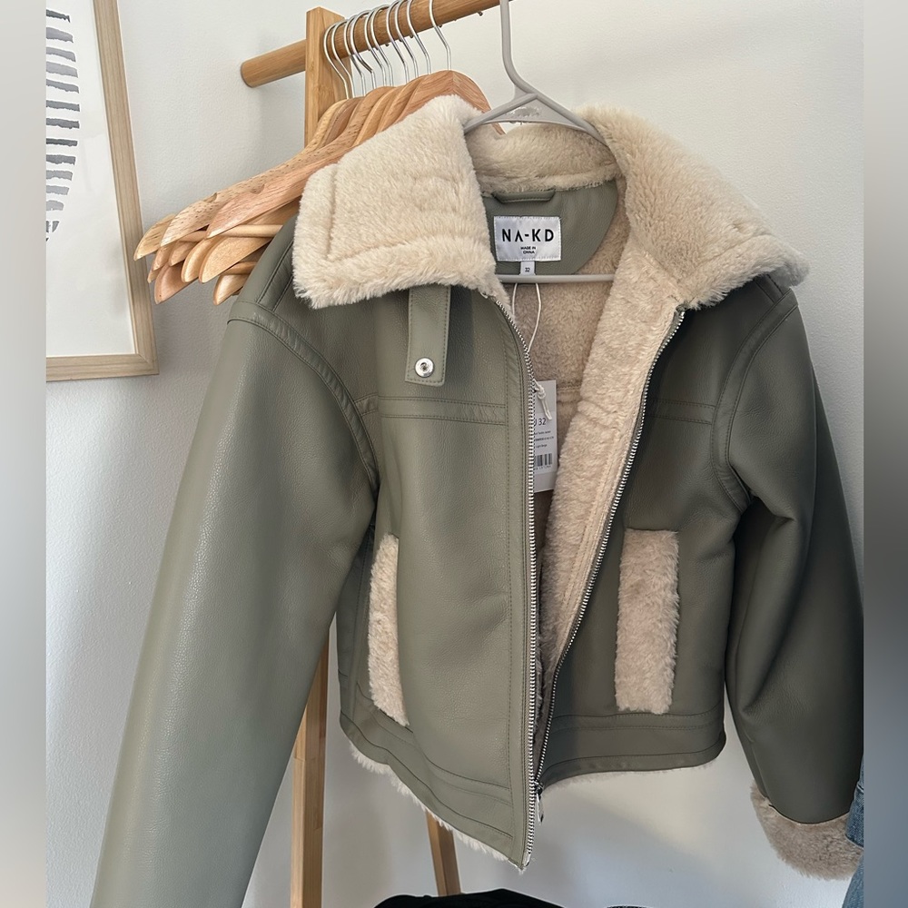 Green and neutral tan jacket (worn once- tag removed)